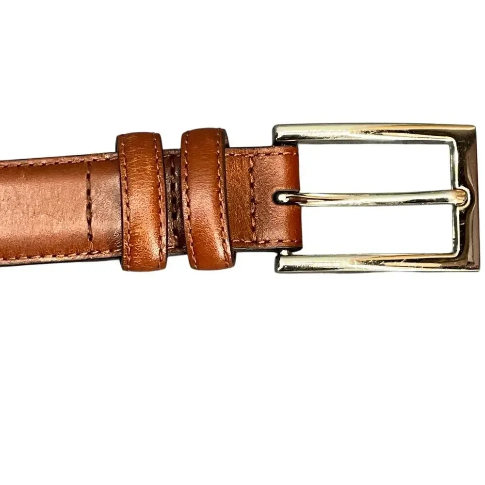 Johnston & Murphy Dress Brown Leather Gold Buckle Belt Men 37